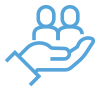 Hand holding people icon